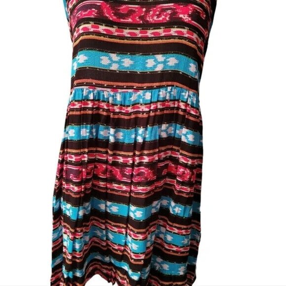 Aztec Tribal Print Mini Sundress Sleeveless Boho Summer - Picture 7 of 10